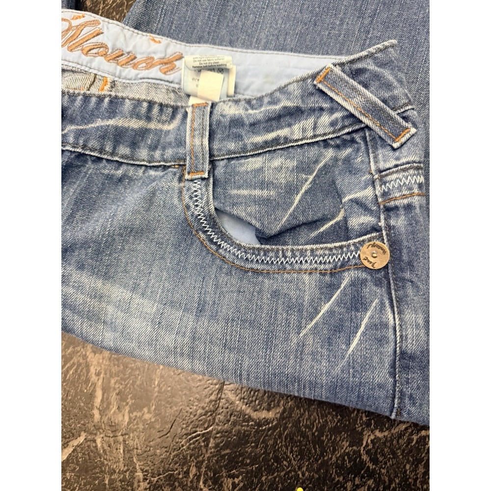 Next Jeans Women Size 14 Demi Slouch Wide Leg High Rise Blue Denim Distressed - Picture 3 of 9